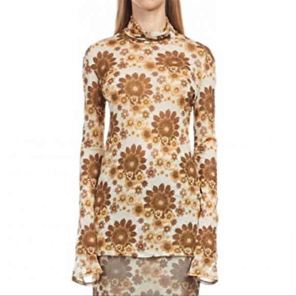 KWAIDAN Editions Vintage Print Long Sleeve Viscose Mesh Layering Floral Top - Picture 7 of 7